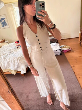 Zara Cream Halter Jumpsuit Like New
